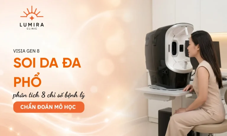 Hệ thống phân tích hình ảnh đa phổ VISIA Gen 8.0 bóc tách 8 chỉ số bệnh lý sắc tố da tại Lumira Clinic