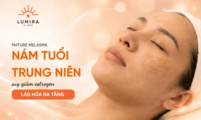 Cơ chế nám da ở phụ nữ trung niên 40-50 tuổi do suy giảm estrogen kết hợp lão hóa quang học mô liên kết