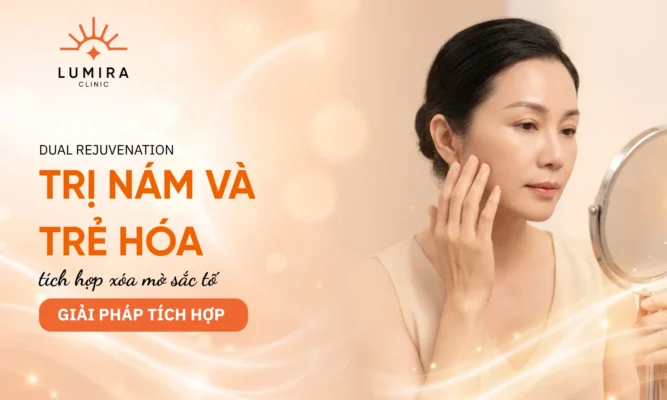 Phác đồ tích hợp kép xóa mờ nám mảng kết hợp nâng cơ trẻ hóa tăng sinh collagen cho phụ nữ tuổi 40-50