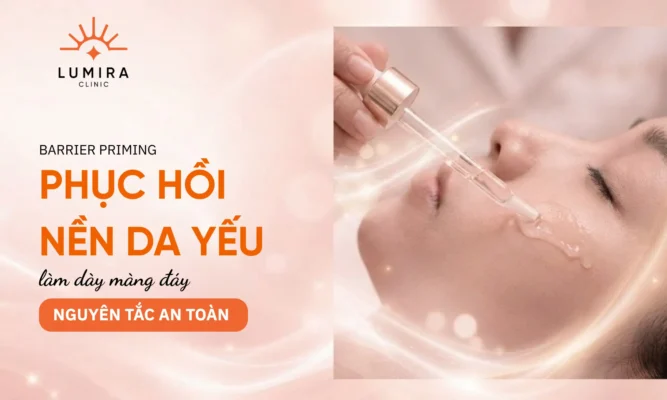 Quy trình làm dày màng đáy và cấp ẩm phục hồi da mỏng yếu trước khi can thiệp laser công nghệ cao