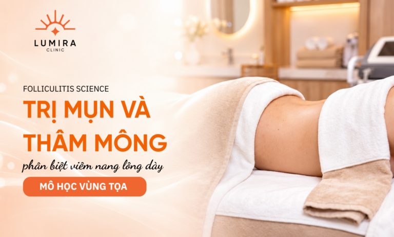 Tinh trang mun san nang long nhe va vet tham mo vung hong mong - Lumira Clinic