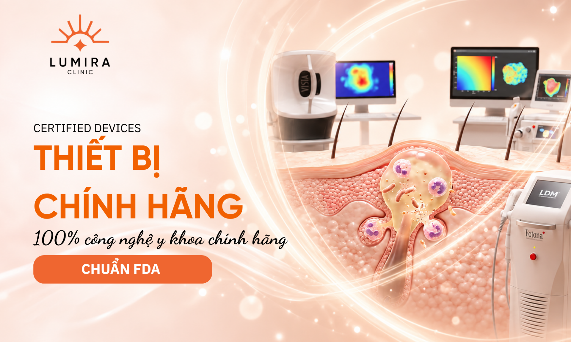 He thong may moc thiet bi y te chinh hang duoc FDA va Bo Y Te cap phep - Lumira Clinic