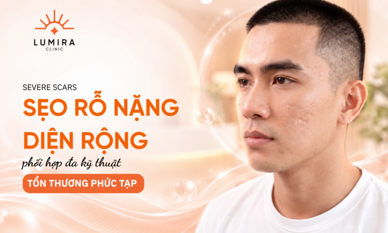 Tinh trang seo ro hon hop gom cac vet lom nho tu nhien tren vung ma - Lumira Clinic