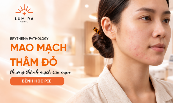 Doi chieu thuc te vet tham do PIE hong nhat va vet tham nau PIH tren ma - Lumira Clinic