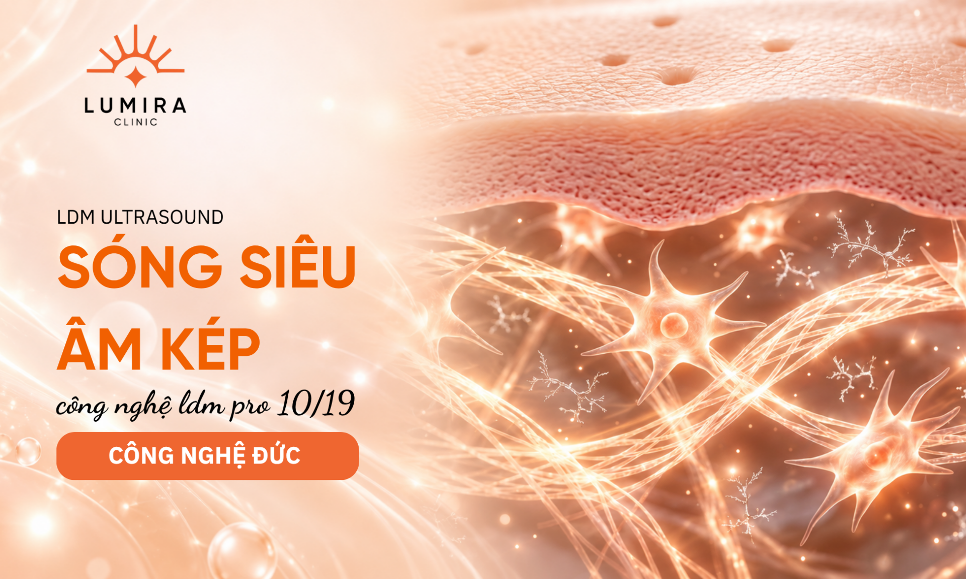 Dau may song sieu am kep LDM Pro 10 19 MHz lam diu phuc hoi da mun - Lumira Clinic
